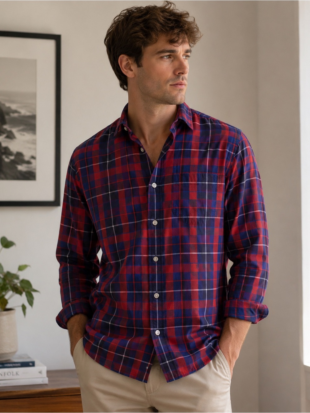Robert Talbott Plaid Button Down Shirt – Size Small – 100% Cotton Preppy Career
